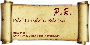 Pálinkás Réka névjegykártya